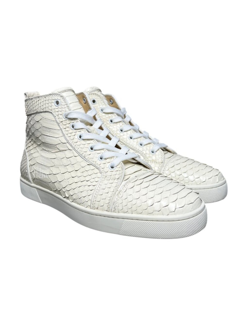 Size 10.5 Christian Louboutin Louis Orlato Flat Python Sneaker 'Ivory' Pre-Owned